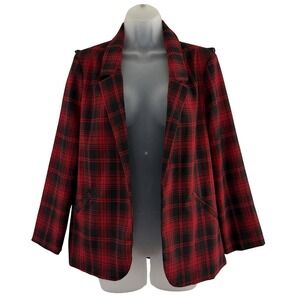 mags & pye Blazer Womens Small Red Black‎ Plaid O-Ring Harness Zip Pockets Punk